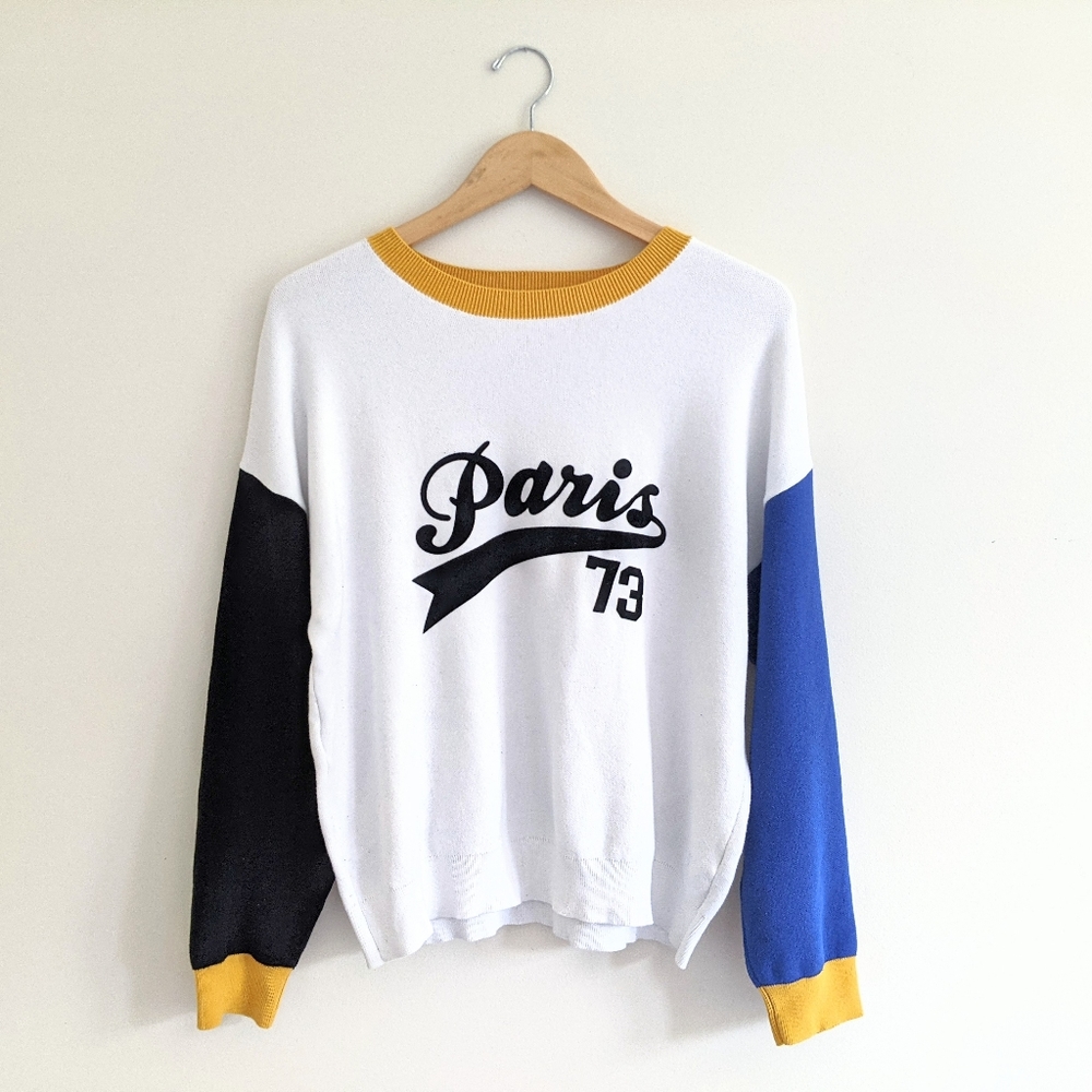 FOREVER 21 Paris Color Block Ringer Sweatshirt